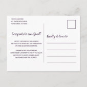 ヒマワ素朴リーパープルと金ゴールドの写真卒業 案内ポストカード (裏面)