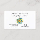 ヒマワ素朴リ水色フローラスクリプト化粧 名刺 (裏面)