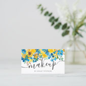 ヒマワ素朴リ水色フローラスクリプト化粧 名刺 (スタンド正面)