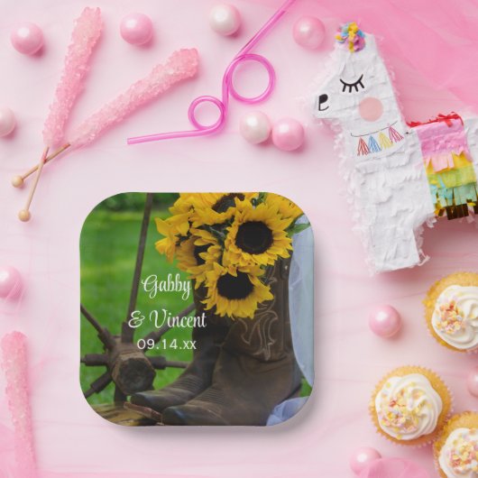 『ヒマ素朴ワリとカウボーイ・ブーツ・ウエスタ結婚ンズ』 ペーパープレート (パーティー)