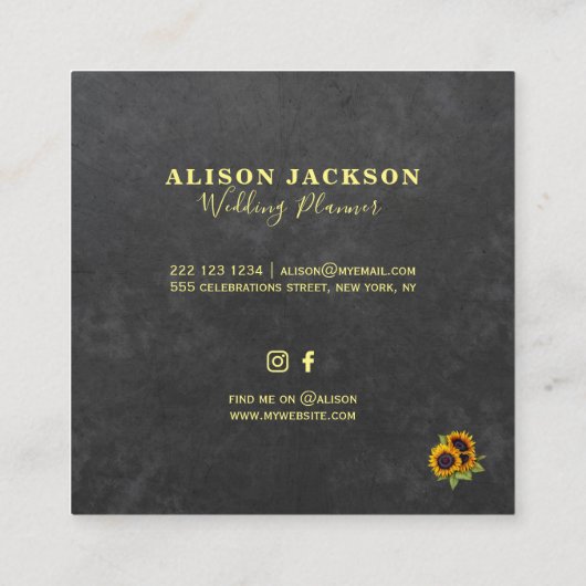 ヒマ素朴ワリ黒板ウェディングプランナー スクエア名刺 (裏面)