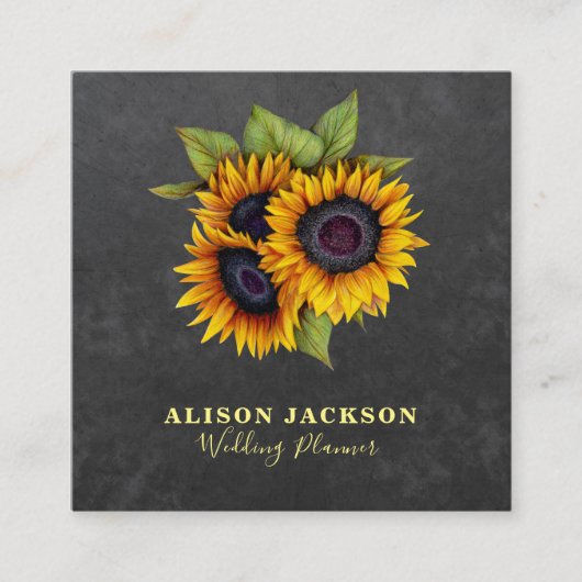 ヒマ素朴ワリ黒板ウェディングプランナー スクエア名刺 (正面)