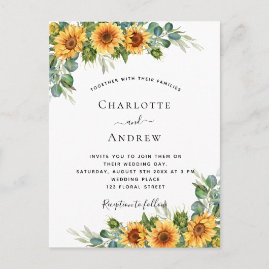 ヒマ結婚シカeucalyptus boho エレガント インビテーションポストカード (正面)