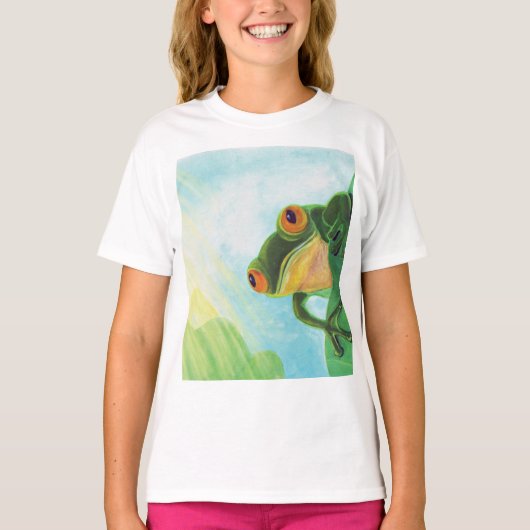 ヒメガエルがサンレイを受ける Tシャツ (正面)