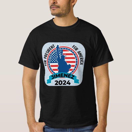 ヒメネス2024年の大統領に旗と像を持って Tシャツ (正面)