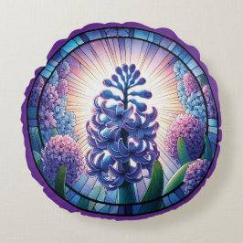 ヒヤシンスのステンドグラス ラウンドクッション