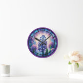 ヒヤシンスのステンドグラス ラウンド壁時計 (ホーム)