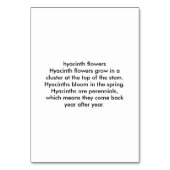 ヒヤシンスカスタム花読のフラッシュカード テーブルナンバー (裏面)