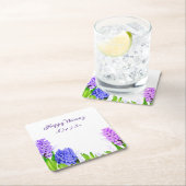 ヒヤシンス花パープルブルーピンクハッピーNorooz スクエアペーパーコースター (インサイチュ)