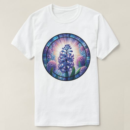 ヒヤシンス ステンドグラス アート Tシャツ (デザイン正面)