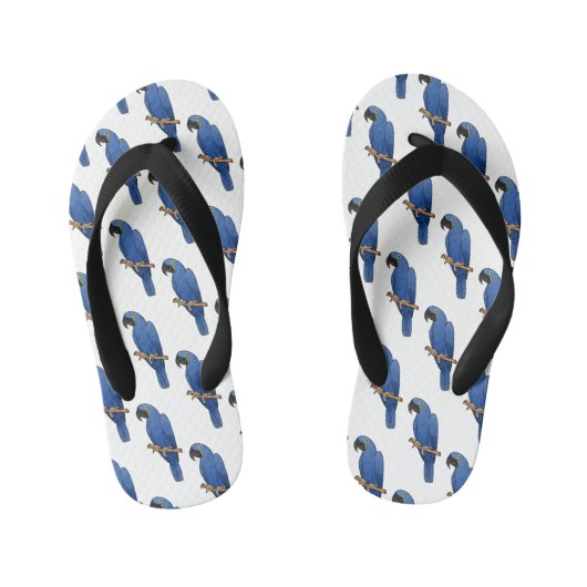 ヒヤシンス・マカオ鳥の漫画イラストレーション キッズビーチサンダル (フットベッド)