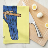 ヒヤシンス・マカオ鳥の漫画イラストレーション キッチンタオル (四つ折り)