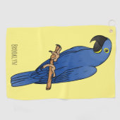 ヒヤシンス・マカオ鳥の漫画イラストレーション ゴルフタオル (横)