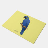 ヒヤシンス・マカオ鳥の漫画イラストレーション ドアマット (アングル)