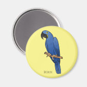 ヒヤシンス・マカオ鳥の漫画イラストレーション マグネット (正面/裏面)