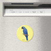 ヒヤシンス・マカオ鳥の漫画イラストレーション マグネット (インサイチュ (食洗機))