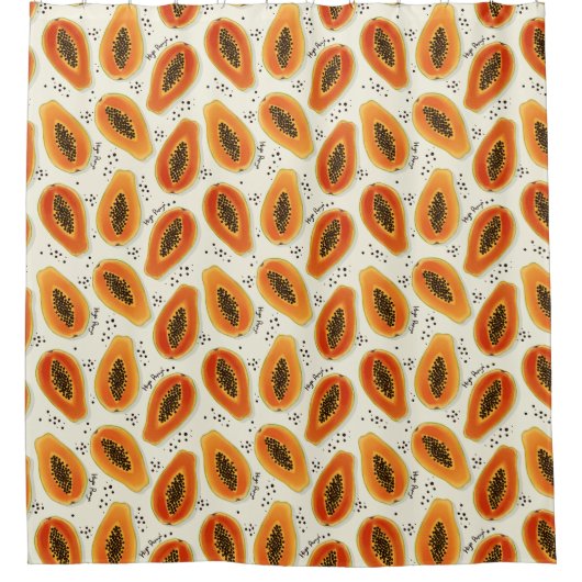 ヒヤパパイヤ模様 シャワーカーテン (正面)