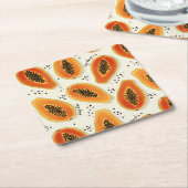 ヒヤパパイヤ模様 スクエアペーパーコースター (アングル)