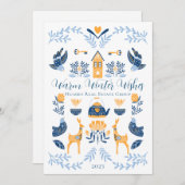 ヒュッゲ ブルー | イエロー ユニーク ウォーム ウィンター ウィッシュ シーズンカード (正面/裏面)