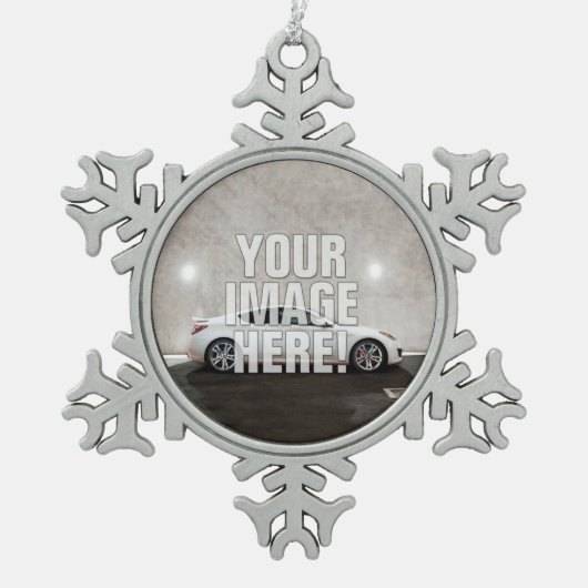 ヒュンダイの起源のクーペの写真-あなたの車を加えて下さい! スノーフレークピューターオーナメント (正面)
