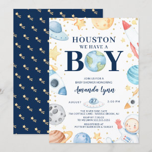 ヒューストンに男の子が誕生!宇宙ベイビーシャワーの招待状 招待状