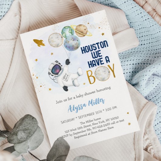 ヒューストンに男の子の宇宙飛行士が生まれる！ベビーシャワー 招待状