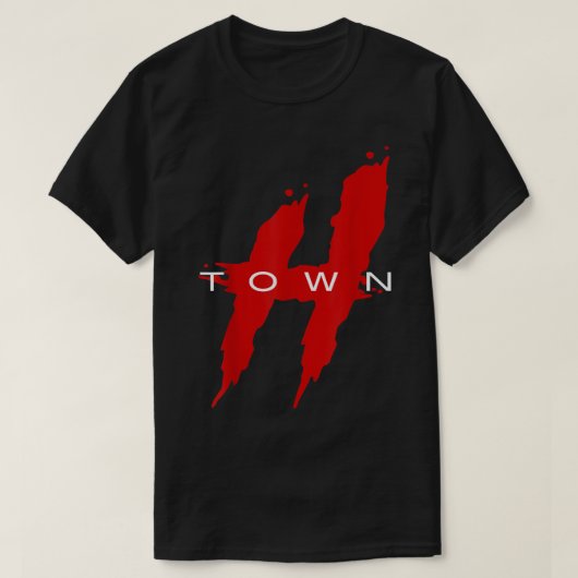 ヒューストンのシャツHTownハッスルタウンザHヒューストンテキサ Tシャツ (デザイン正面)