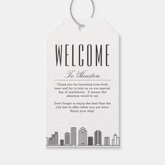 ヒューストンのスカイライン | ウェルカムメッセージギフトタグ ギフトタグ (正面)