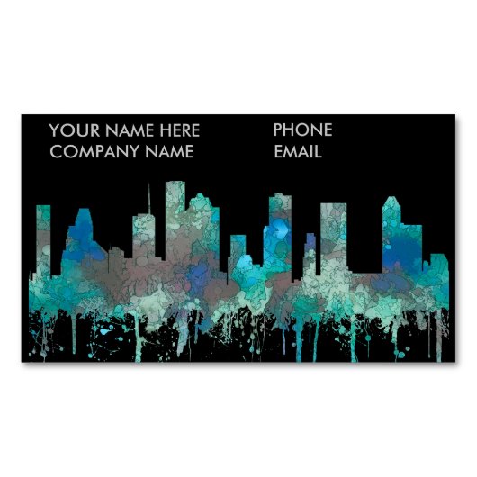 ヒューストンのテキサス州のスカイライン- SGのジャングル マグネット名刺 (正面)