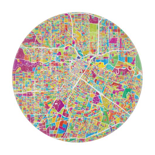 ヒューストンのテキサス州|のネオン地図 カッティングボード (正面)