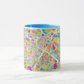 ヒューストンのテキサス州|のネオン地図 マグカップ (中央)