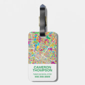 ヒューストンのテキサス州|のネオン地図 ラゲッジタグ (裏面縦)