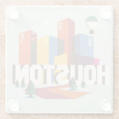 ヒューストンのテキサス州|の都市景観のデザイン ガラスコースター (裏面)