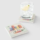 ヒューストンのテキサス州|の都市景観のデザイン ストーンコースター (横)