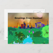 ヒューストンカラフルシティスカイライン土産あいさつ ポストカード (正面/裏面)