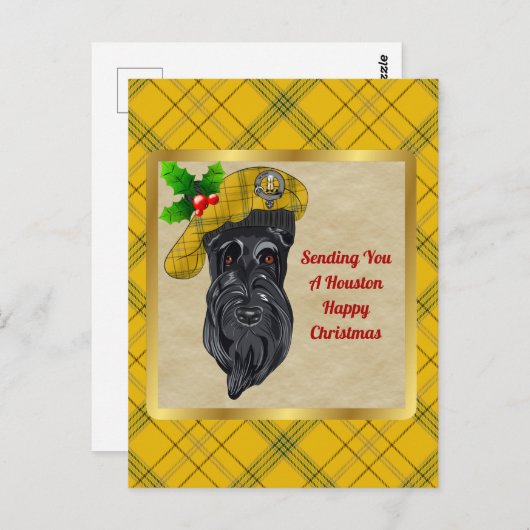 ヒューストンクランバッジ&タータンチェッククリスマスポストカード ポストカード (正面/裏面)