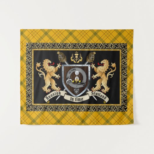 ヒューストンクランバッジ&モットウライオンズ タペストリー (正面(横))