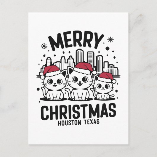 ヒューストンシティテキサス州メリークリスマスキャッツUSA ポストカード (正面)