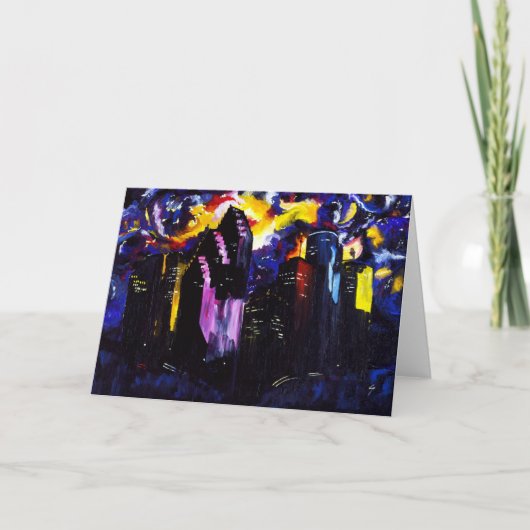 ヒューストンスカイラインの郵便はがき カード (正面)