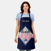 ヒューストンスカイラインテキサス州統一された州ヴィンテージUSA エプロン (着用した状態)