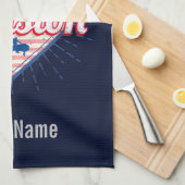 ヒューストンスカイラインテキサス州統一された州ヴィンテージUSA キッチンタオル (四つ折り)