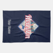 ヒューストンスカイラインテキサス州統一された州ヴィンテージUSA キッチンタオル (横)