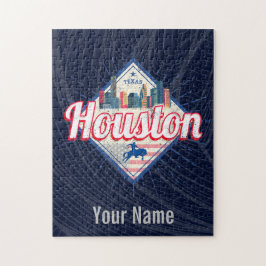 ヒューストンスカイラインテキサス州統一された州ヴィンテージUSA ジグソーパズル