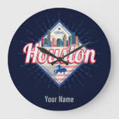 ヒューストンスカイラインテキサス州統一された州ヴィンテージUSA ラージ壁時計 (正面)