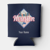 ヒューストンスカイラインテキサス州統一された州ヴィンテージUSA 缶クーラー (正面)