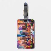 ヒューストンスカイライン抽象芸術アート ラゲッジタグ (裏面縦)