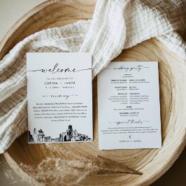 ヒューストンスカイライン結婚式 プログラム5x7フラットカード 招待状