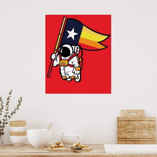 ヒューストンチャンプテキサス州旗宇宙飛行士宇宙シティ ポスター (キッチン)