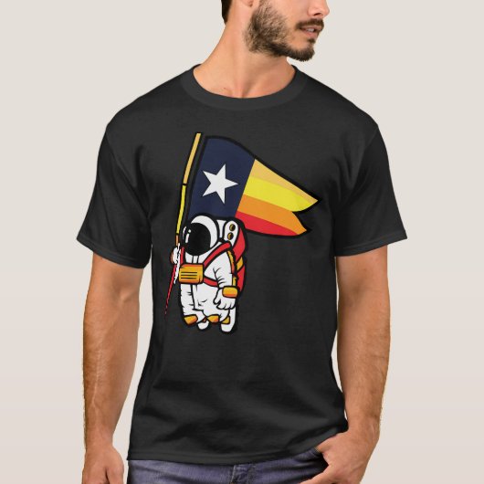 ヒューストンチャンプテキサス州旗宇宙飛行士宇宙シティ Tシャツ (正面)