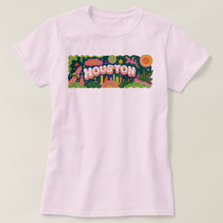 ヒューストンテキサスレトロスペースシティPNG | カラフルなスカイライン Tシャツ